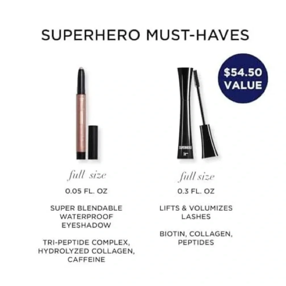 IT Cosmetics Your Superhero Eye Duo Mascara & Shadow Stick Set NEW